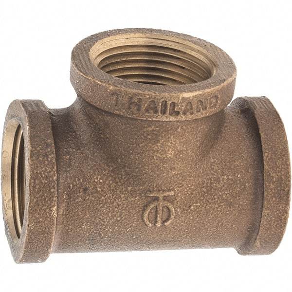 Merit Brass - Class 125, 1" Internal Pipe, Brass Tee - FNPT x FNPT x FNPT - Benchmark Tooling