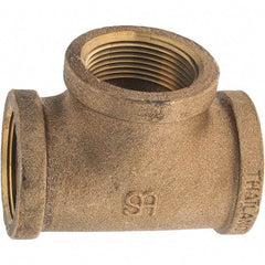 Merit Brass - Class 125, 1-1/4" Internal Pipe, Brass Tee - FNPT x FNPT x FNPT - Benchmark Tooling