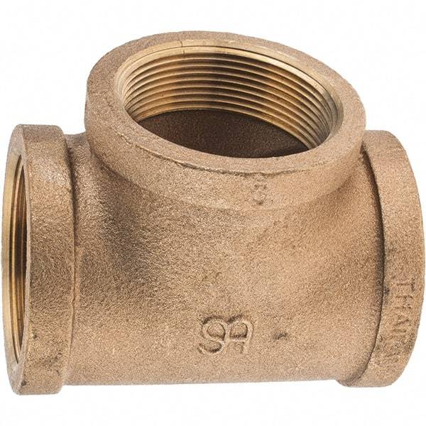 Merit Brass - Class 125, 2" Internal Pipe, Brass Tee - FNPT x FNPT x FNPT - Benchmark Tooling