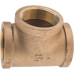 Merit Brass - Class 125, 2" Internal Pipe, Brass Tee - FNPT x FNPT x FNPT - Benchmark Tooling