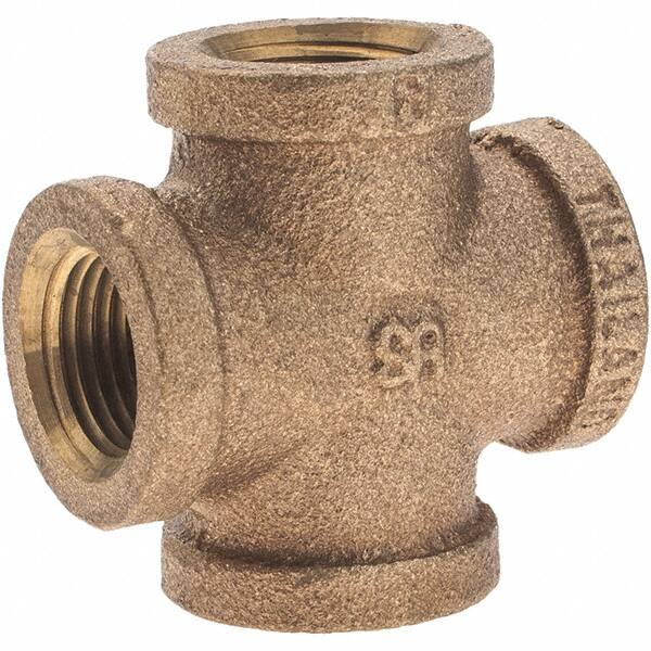 Merit Brass - Class 125, 3/8" Internal Pipe, Brass Cross - All FNPT - Benchmark Tooling