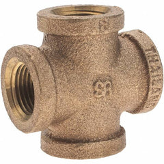 Merit Brass - Class 125, 3/8" Internal Pipe, Brass Cross - All FNPT - Benchmark Tooling