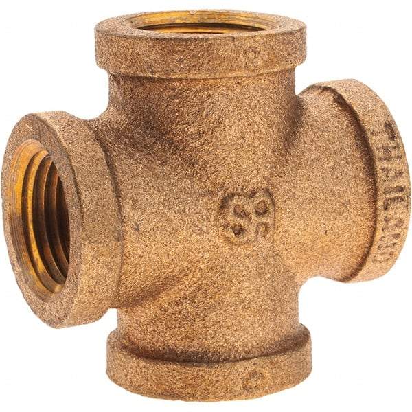 Merit Brass - Class 125, 1/2" Internal Pipe, Brass Cross - All FNPT - Benchmark Tooling
