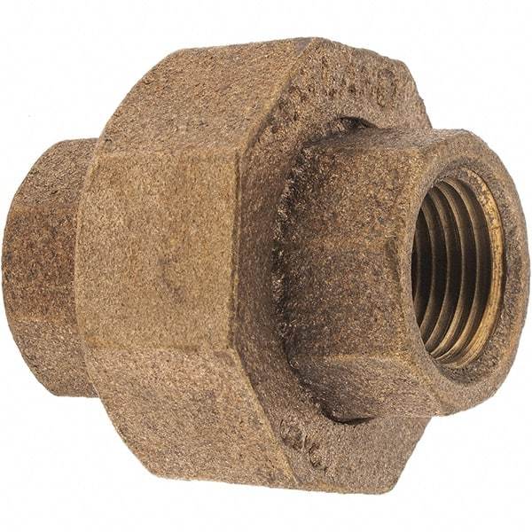 Merit Brass - Class 125, 3/8" Internal Pipe, Brass Union - FNPT x FNPT - Benchmark Tooling