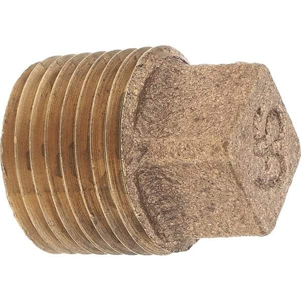 Merit Brass - Class 125, 3/8" Internal Pipe, Brass Square Head Plug - MNPT - Benchmark Tooling