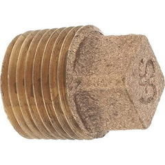 Merit Brass - Class 125, 3/8" Internal Pipe, Brass Square Head Plug - MNPT - Benchmark Tooling