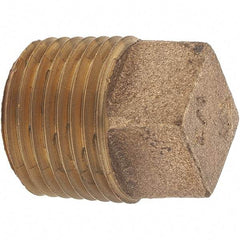 Merit Brass - Class 125, 1/2" Internal Pipe, Brass Square Head Plug - MNPT - Benchmark Tooling