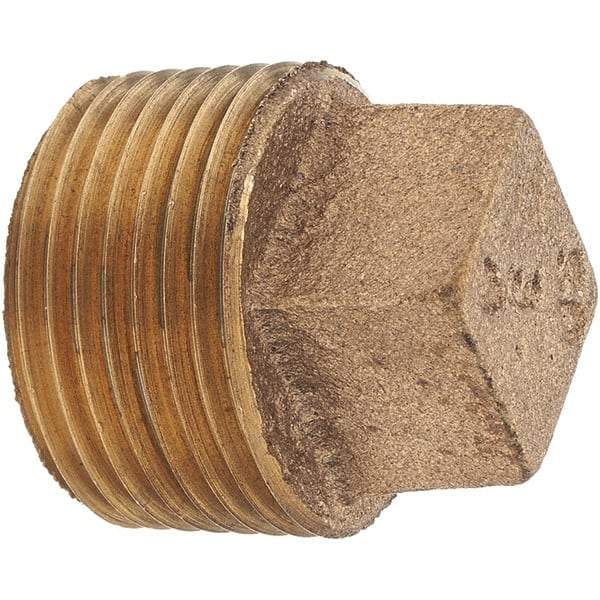 Merit Brass - Class 125, 3/4" Internal Pipe, Brass Square Head Plug - MNPT - Benchmark Tooling