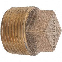 Merit Brass - Class 125, 1" Internal Pipe, Brass Square Head Plug - MNPT - Benchmark Tooling