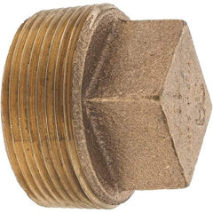 Merit Brass - Class 125, 1-1/2" Internal Pipe, Brass Square Head Plug - MNPT - Benchmark Tooling