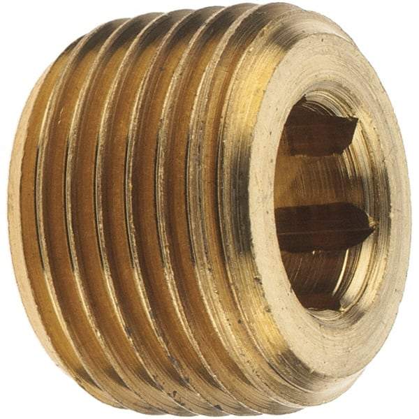 Merit Brass - Class 125, 3/8" Internal Pipe, Brass Countersunk Plug - MNPT - Benchmark Tooling