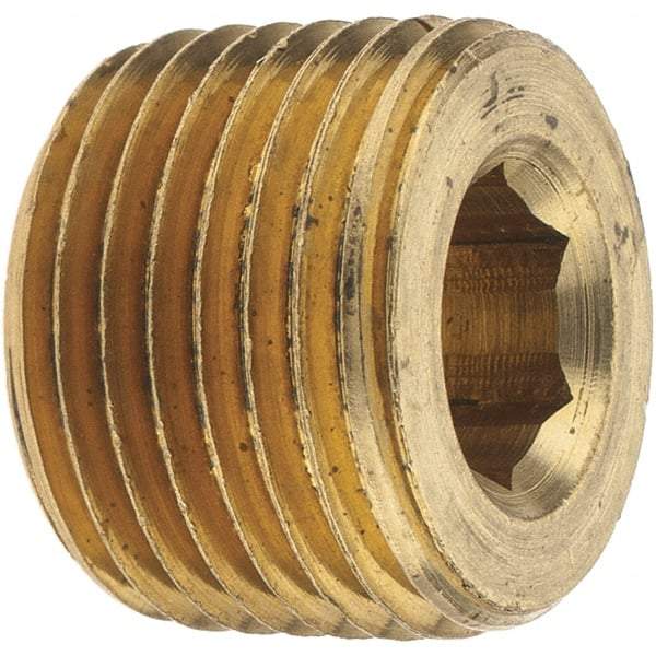 Merit Brass - Class 125, 1/2" Internal Pipe, Brass Countersunk Plug - MNPT - Benchmark Tooling