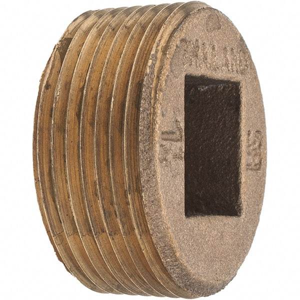 Merit Brass - Class 125, 1-1/4" Internal Pipe, Brass Countersunk Plug - MNPT - Benchmark Tooling