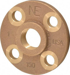 Merit Brass - 1" Pipe, 4-1/4" OD, 11/16" Hub Length, Brass & Chrome Plated, Companion Pipe Flange - 3-1/8" Across Bolt Hole Centers, 5/8" Bolt Hole, Class 125 - Benchmark Tooling