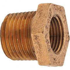 Merit Brass - Class 125, 1/2 x 3/8" Internal Pipe, Brass Hex Bushing - MNPT x FNPT - Benchmark Tooling