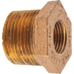 Merit Brass - Class 125, 3/4 x 3/8" Internal Pipe, Brass Hex Bushing - MNPT x FNPT - Benchmark Tooling