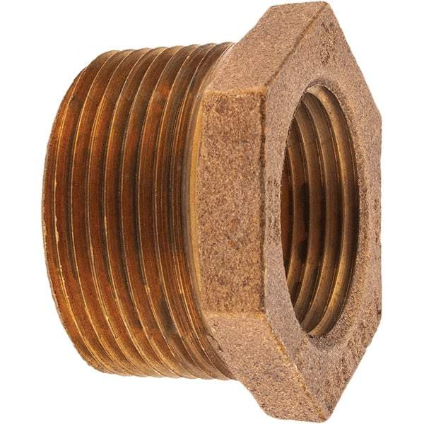 Merit Brass - Class 125, 1-1/4 x 1" Internal Pipe, Brass Hex Bushing - MNPT x FNPT - Benchmark Tooling