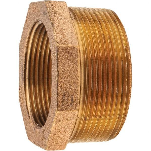 Merit Brass - Class 125, 2 x 1-1/2" Internal Pipe, Brass Hex Bushing - MNPT x FNPT - Benchmark Tooling