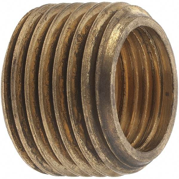 Merit Brass - Class 125, 1/2 x 3/8" Internal Pipe, Brass Face Bushing - MNPT x FNPT - Benchmark Tooling