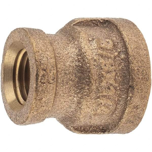 Merit Brass - Class 125, 3/8 x 1/4" Internal Pipe, Brass Reducing Coupling - FNPT x FNPT - Benchmark Tooling