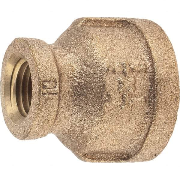 Merit Brass - Class 125, 1/2 x 1/4" Internal Pipe, Brass Reducing Coupling - FNPT x FNPT - Benchmark Tooling