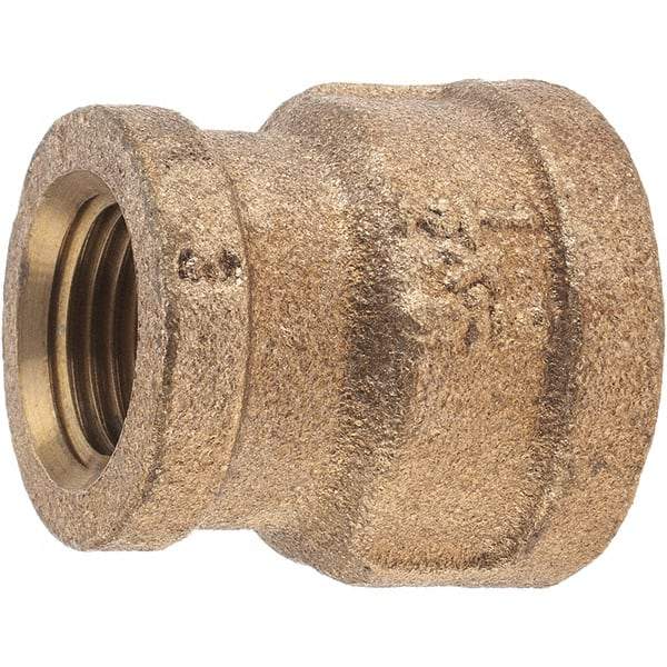 Merit Brass - Class 125, 1/2 x 3/8" Internal Pipe, Brass Reducing Coupling - FNPT x FNPT - Benchmark Tooling