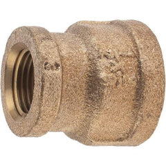 Merit Brass - Class 125, 1/2 x 3/8" Internal Pipe, Brass Reducing Coupling - FNPT x FNPT - Benchmark Tooling