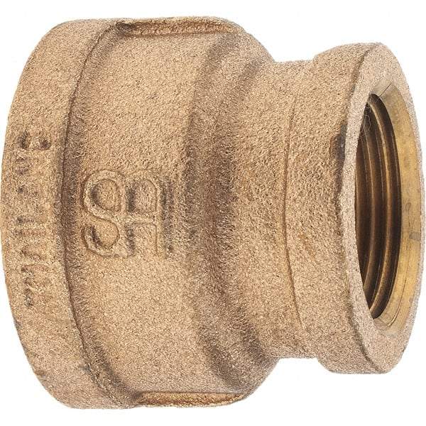 Merit Brass - Class 125, 1-1/4 x 1" Internal Pipe, Brass Reducing Coupling - FNPT x FNPT - Benchmark Tooling