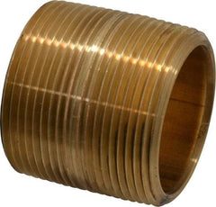 Merit Brass - 1-3/4" Long, 1-1/2" Pipe Threaded Brass Pipe Nipple - NPT Thread, Red Brass - Benchmark Tooling