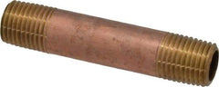 Merit Brass - 2-1/2" Long, 1/4" Pipe Threaded Brass Pipe Nipple - NPT Thread, Red Brass - Benchmark Tooling
