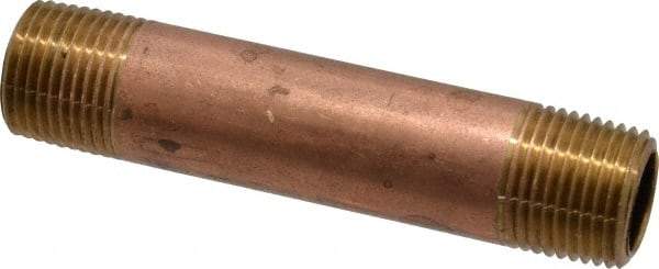 Merit Brass - 3" Long, 3/8" Pipe Threaded Brass Pipe Nipple - NPT Thread, Red Brass - Benchmark Tooling