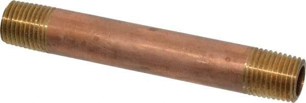 Merit Brass - 3-1/2" Long, 1/4" Pipe Threaded Brass Pipe Nipple - NPT Thread, Red Brass - Benchmark Tooling