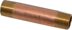 Merit Brass - 3-1/2" Long, 1/2" Pipe Threaded Brass Pipe Nipple - NPT Thread, Red Brass - Benchmark Tooling