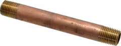 Merit Brass - 4" Long, 1/4" Pipe Threaded Brass Pipe Nipple - NPT Thread, Red Brass - Benchmark Tooling