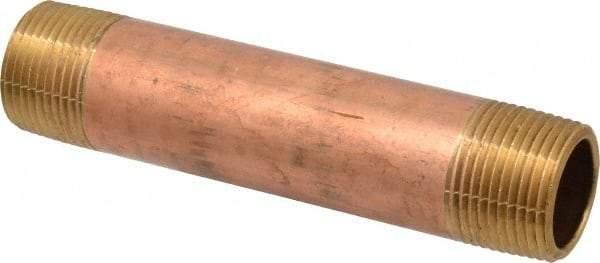 Merit Brass - 4-1/2" Long, 3/4" Pipe Threaded Brass Pipe Nipple - NPT Thread, Red Brass - Benchmark Tooling
