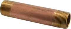 Merit Brass - 5-1/2" Long, 1" Pipe Threaded Brass Pipe Nipple - NPT Thread, Red Brass - Benchmark Tooling