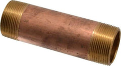 Merit Brass - 5-1/2" Long, 1-1/2" Pipe Threaded Brass Pipe Nipple - NPT Thread, Red Brass - Benchmark Tooling