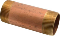 Merit Brass - 5-1/2" Long, 2" Pipe Threaded Brass Pipe Nipple - NPT Thread, Red Brass - Benchmark Tooling