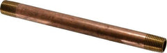 Merit Brass - 6" Long, 1/4" Pipe Threaded Brass Pipe Nipple - NPT Thread, Red Brass - Benchmark Tooling