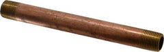 Merit Brass - 6" Long, 3/8" Pipe Threaded Brass Pipe Nipple - NPT Thread, Red Brass - Benchmark Tooling