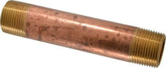 Merit Brass - 6" Long, 1" Pipe Threaded Brass Pipe Nipple - NPT Thread, Red Brass - Benchmark Tooling