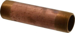 Merit Brass - 6" Long, 1-1/4" Pipe Threaded Brass Pipe Nipple - NPT Thread, Red Brass - Benchmark Tooling