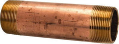 Merit Brass - 6" Long, 1-1/2" Pipe Threaded Brass Pipe Nipple - NPT Thread, Red Brass - Benchmark Tooling