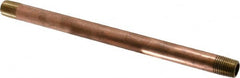 Merit Brass - 8" Long, 1/4" Pipe Threaded Brass Pipe Nipple - NPT Thread, Red Brass - Benchmark Tooling