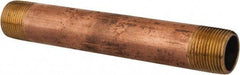 Merit Brass - 8" Long, 1" Pipe Threaded Brass Pipe Nipple - NPT Thread, Red Brass - Benchmark Tooling