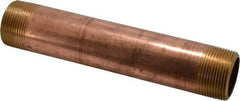 Merit Brass - 8" Long, 1-1/4" Pipe Threaded Brass Pipe Nipple - NPT Thread, Red Brass - Benchmark Tooling