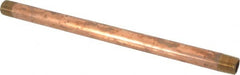 Merit Brass - 10" Long, 3/8" Pipe Threaded Brass Pipe Nipple - NPT Thread, Red Brass - Benchmark Tooling