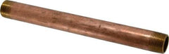 Merit Brass - 12" Long, 1" Pipe Threaded Brass Pipe Nipple - NPT Thread, Red Brass - Benchmark Tooling