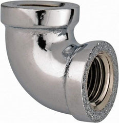 Merit Brass - Class 125, 1/4" Internal Pipe, Red Brass & Chrome 90° Street Elbow - FNPT x FNPT - Benchmark Tooling