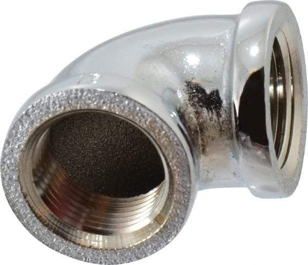 Merit Brass - Class 125, 3/4" Internal Pipe, Red Brass & Chrome 90° Street Elbow - FNPT x FNPT - Benchmark Tooling